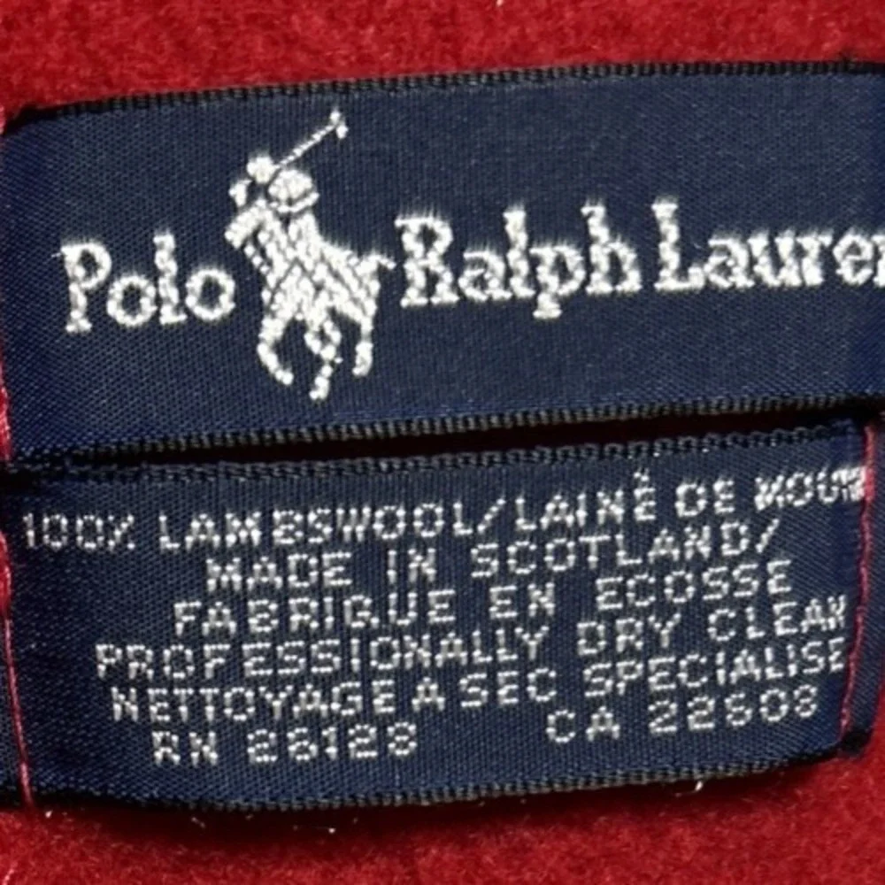 Ralph Lauren Polo Red‎ 100% Lambswool Fringe Scarf